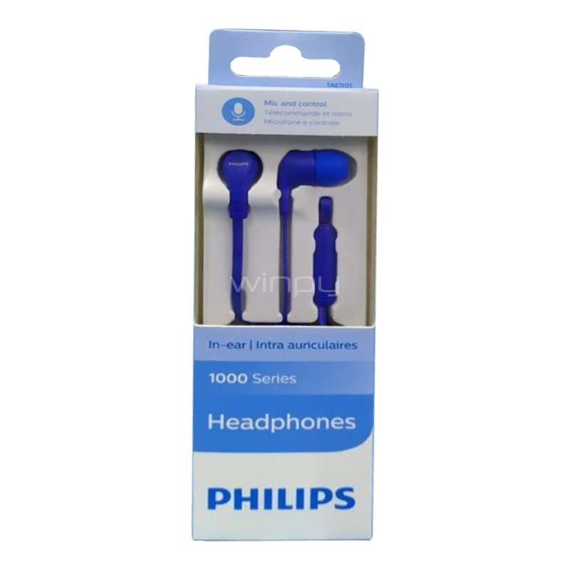 Audífonos Philips 1000 series (In-Ear, Jack 3.5mm, Azul)