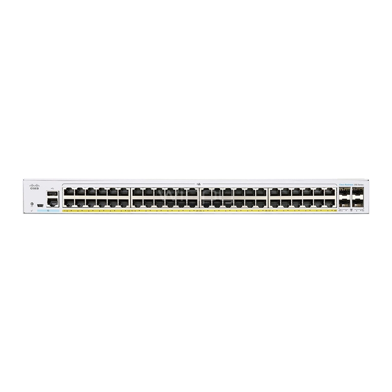 Switch Cisco CBS250 Smart de 48 Puertos (Gestionado, L3, 104 Gbps, SFP, PoE+, 195 W)