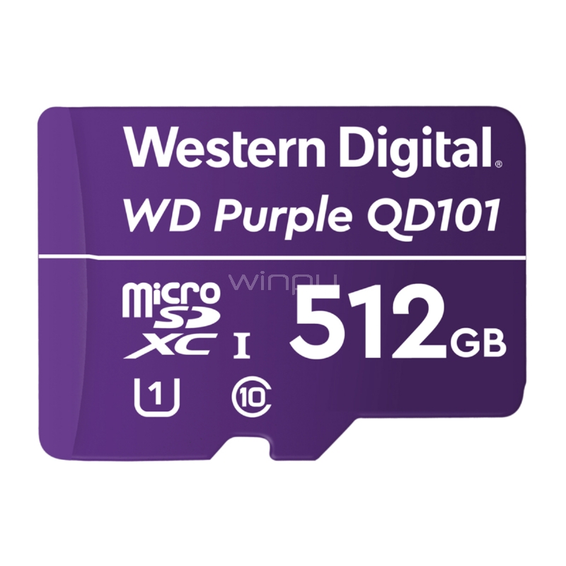 Tarjeta MicroSD Western Digital Purple SC QD101 de 512GB (Clase 10, MicroSDHC)