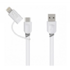 Cable Wesdar T2 3 en 1 de USB-A a USB-C/ Lightning (1 metro, Blanco)